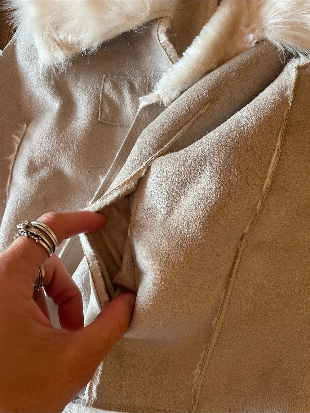 Copper Key Cream Faux Fur Collar Vest